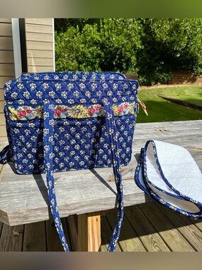 Vera Bradley Vintage Baby Diaper Bag with Changing Pad Blue Floral